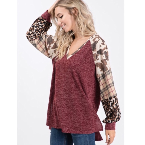 ✨JUST IN✨PATCHWORK SLEEVES SOFT TUNIC TOP - Picture 8 of 8